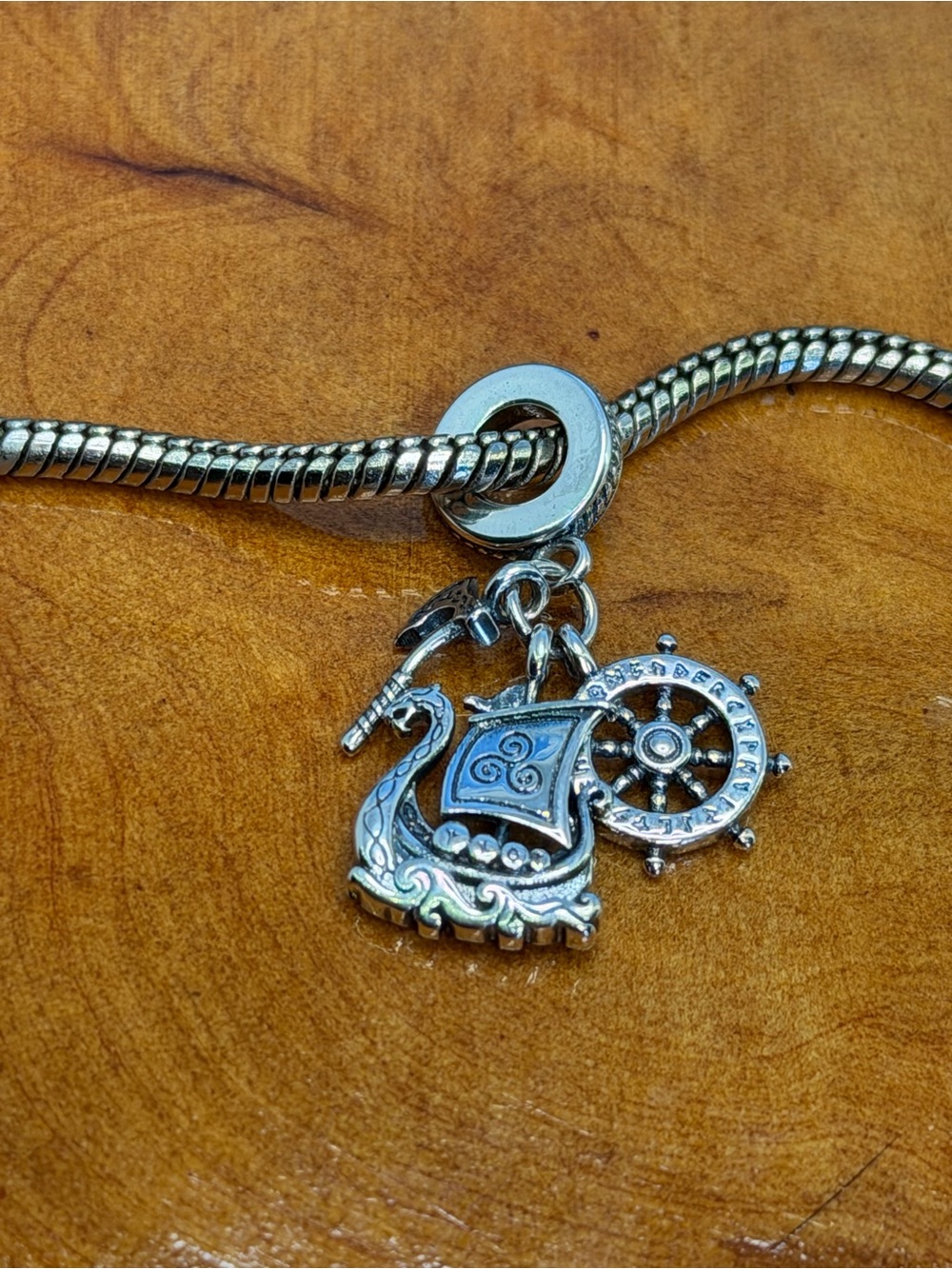 Silver Viking Viking Ship & Wheel Charm pendant Scandinavian Norway